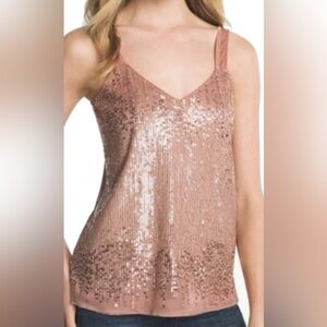 White House | Black Market Sequin Rose Gold Women's Top